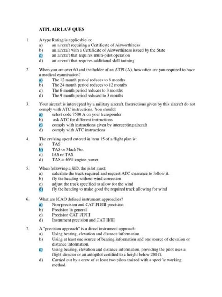 How many questions are there in air law exam?