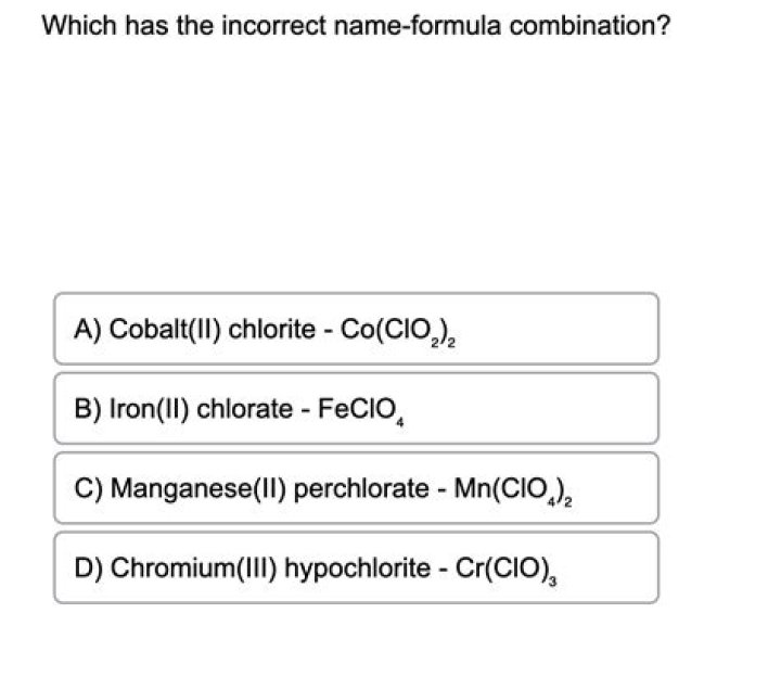 What is the formula for Lead II chlorite?
